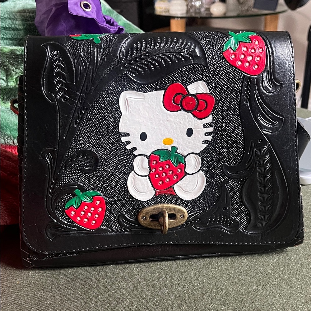 Hello Kitty Black Clutch with Red Strawberry Accents
